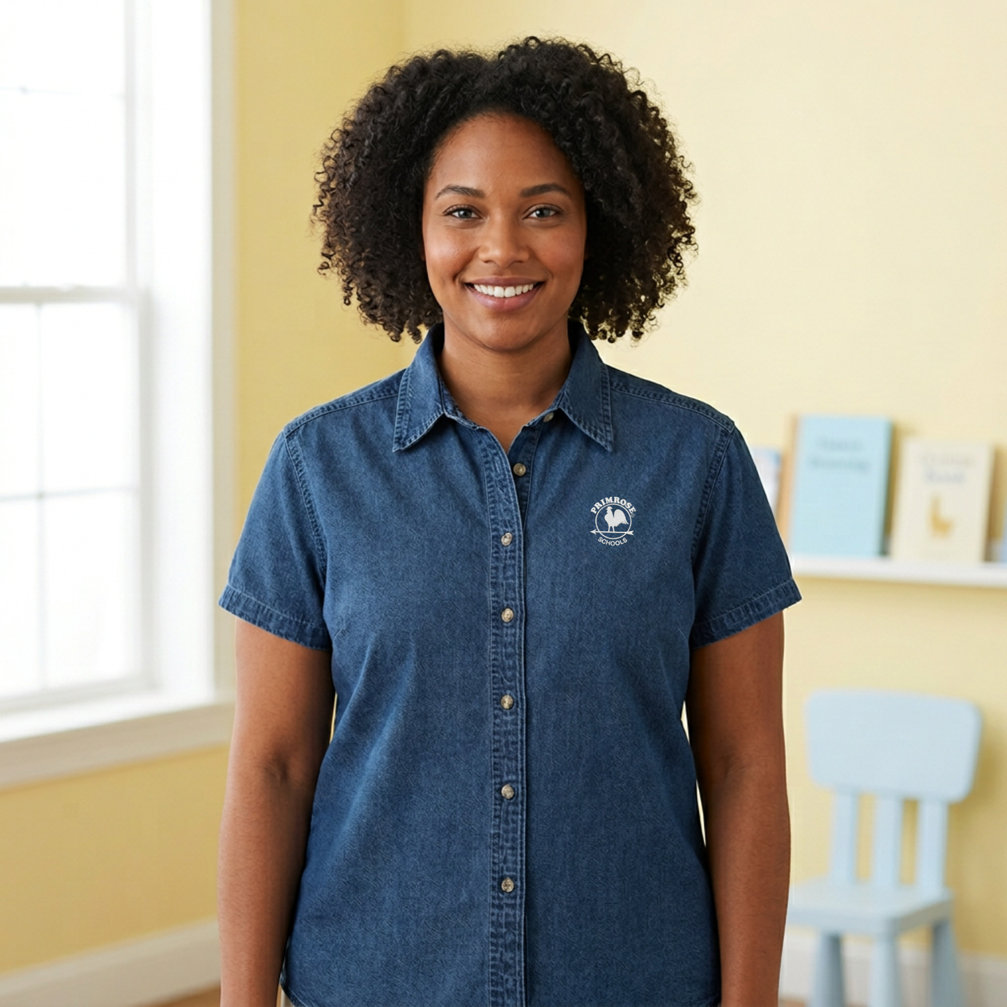 Ladies Short Sleeve Denim Shirt