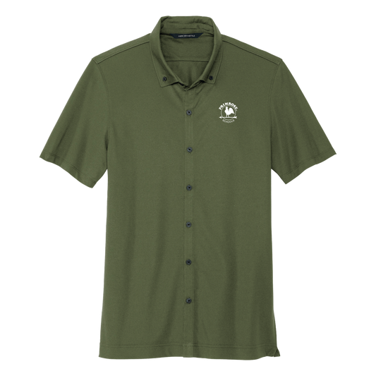 Stretch Pique Full-Button Polo