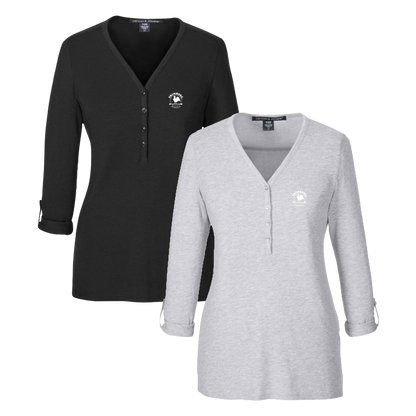Perfect Fit Y-Placket Convertible Sleeve Knit Top