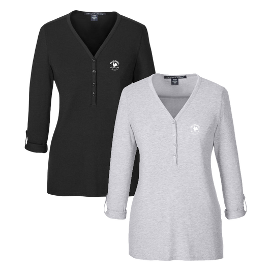 Perfect Fit Y-Placket Convertible Sleeve Knit Top