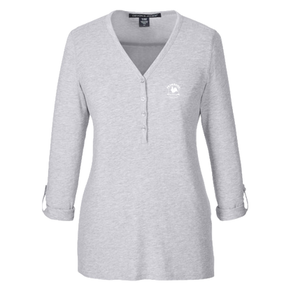 Perfect Fit Y-Placket Convertible Sleeve Knit Top